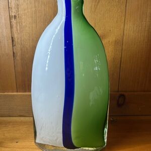 Murano Glass Art with Green and White Accents
